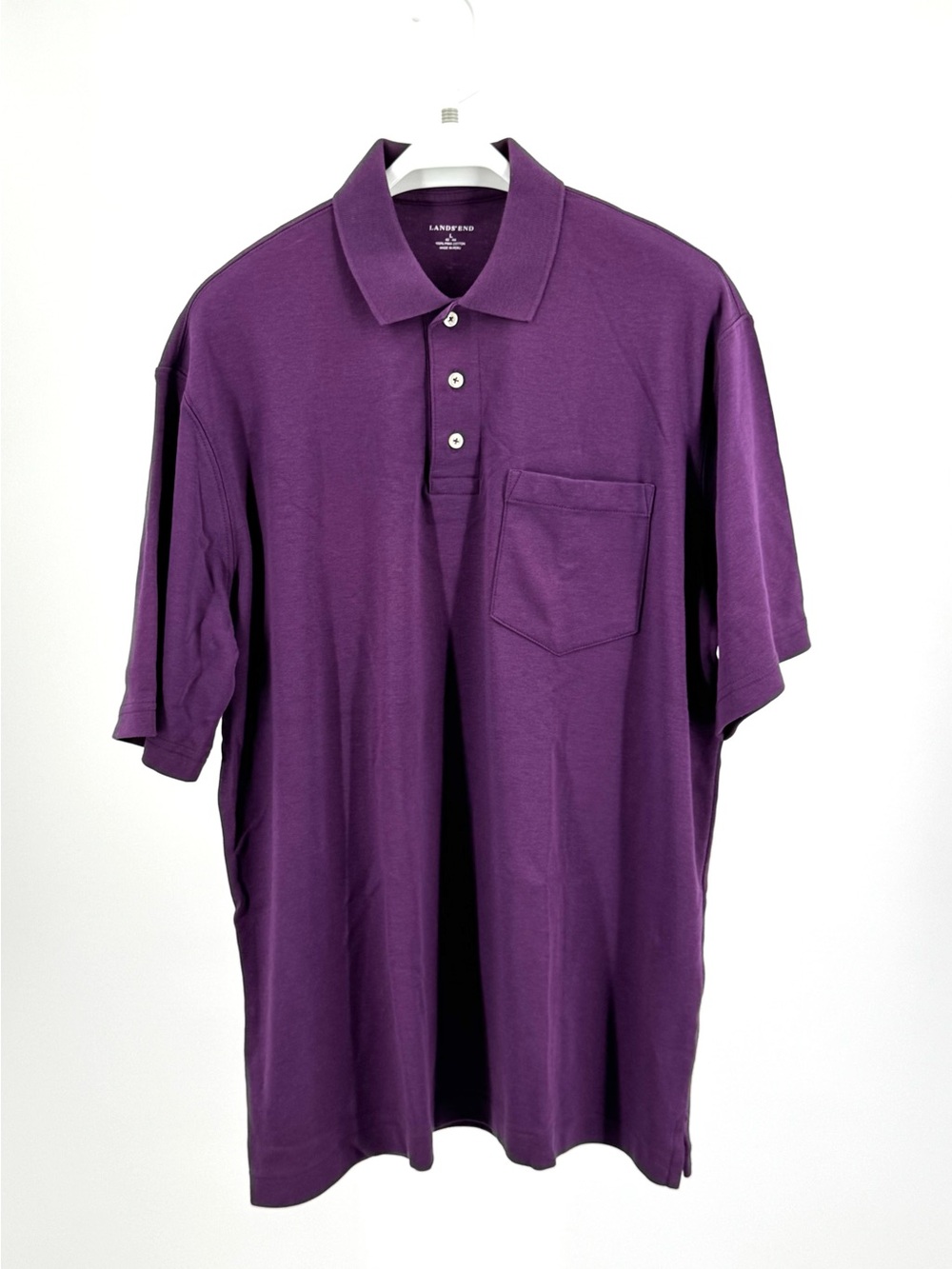 Lands’ End Men’s Purple Pima Cotton Polo Shirt Size L (42-44)